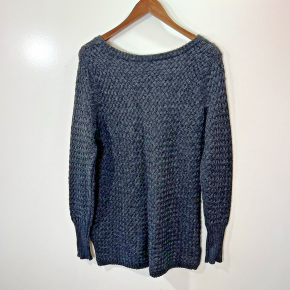 Athleta Womens Wool Basket Weave Sweater Size M Gray Minimalist Capsule Wardrobe - Picture 2 of 7